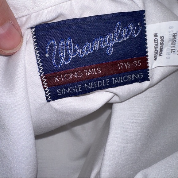 Wrangler Vintage Shirt Men XL 17 1/2-35 X-Long Tails White Pearl Snap - Picture 9 of 11
